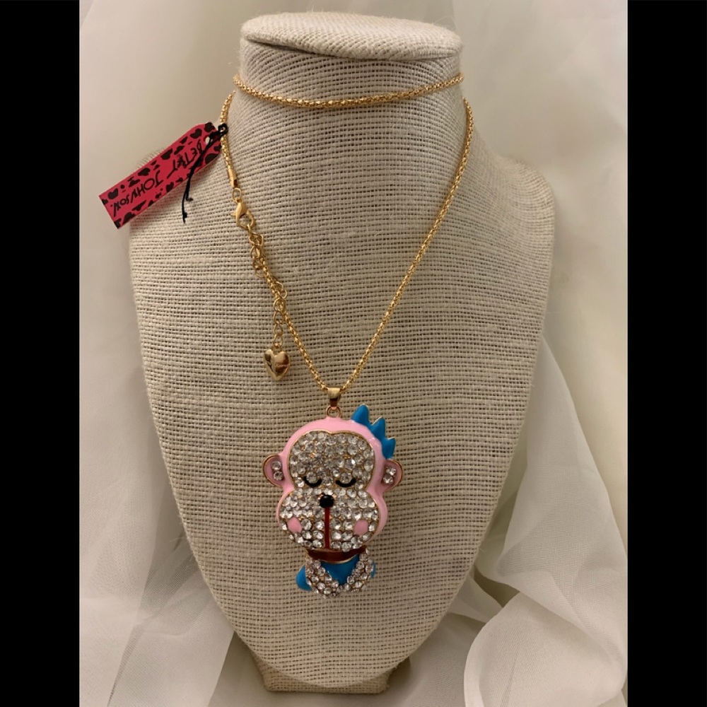 Betsey Johnson Necklace Punk Rock Monkey Charm